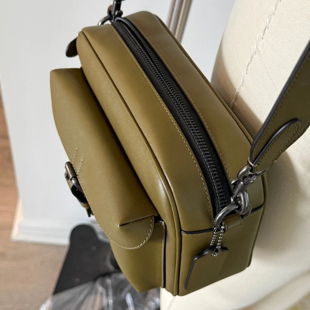 Coach Olive Green Glovetanned Leather Crossbody Bag Gunmetal Hardware
